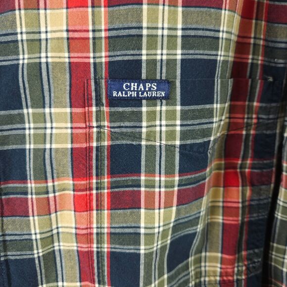 Vintage Chaps Ralph Lauren Mens XL Plaid Long Sleeve Button Down Button Up Shirt - Picture 2 of 9